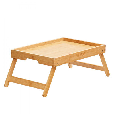 Ensemble de 2 tables-plateaux avec pieds pliables, plateau-repas en bambou pour canapé, lit, repas