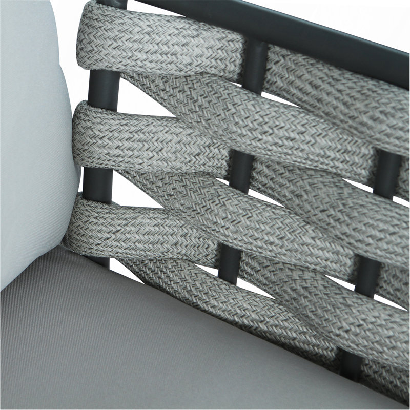 Causeuse et table en acier, gris, Noir/gris, Gris