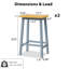 2 chaises pour îlot de cuisine en bois massif de 25,6 po de hauteur, gris-bleu, avec repose-pieds et repose-pieds-797533389