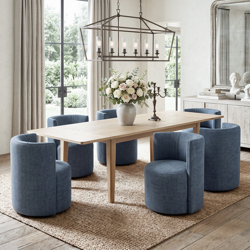 Ensemble de table de salle à manger à rallonge 72 "à 104" avec 6 fauteuils cachés, Blue