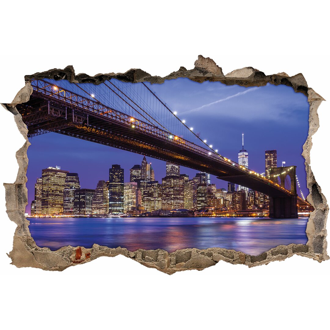 New York Brooklyn Bridge bei Nacht Wandaufkleber