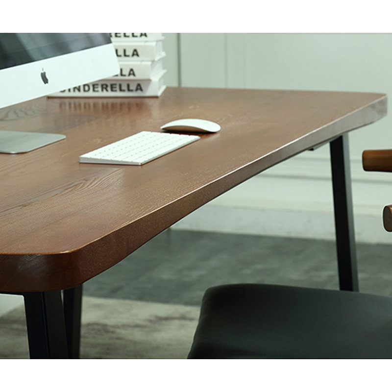 Bureau d'écriture rectangulaire en bois massif noyer, H 29,53 po x l 55,12 po x P 27,56 po