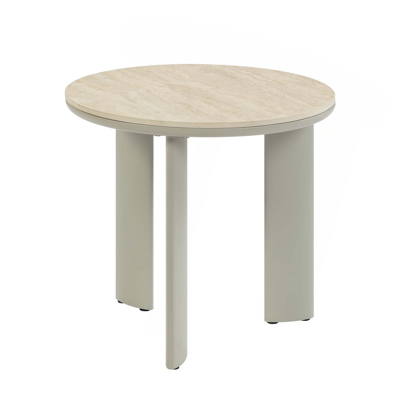 Table de bout à plateau en céramique et finition gris clair