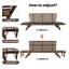 Méridienne de patio d'extérieur réglable en bois avec coussins pour petits espaces, finition brune-372040371