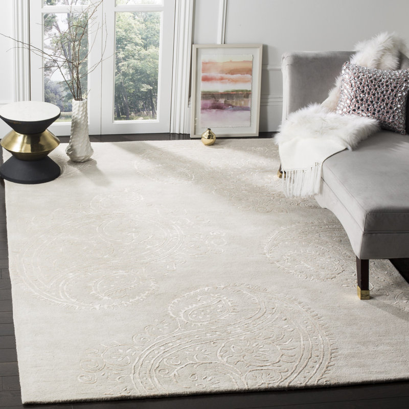 Tapis cachemire en laine et viscose Rudra, Rectangle 8 pi x 10 pi