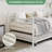 Bedroom Sofa Bed w/ Trundle, Twin Size Metal Daybed w/ Floral Headboard, Heavy Duty Metal Slats Support Multifunctional Bed-1402616939