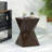 14.25" Natural Wood Grain Finish Prismatic Symmetry Concrete Outdoor Side Table With Symmetric Design-143123205