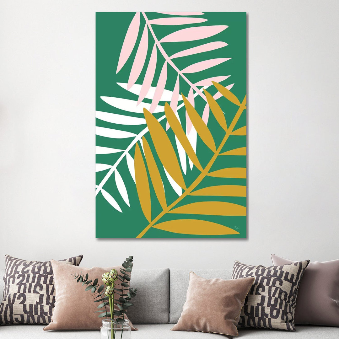 Palm Leaves by Linda Gobeta - Wrapped Canvas Graphic Art