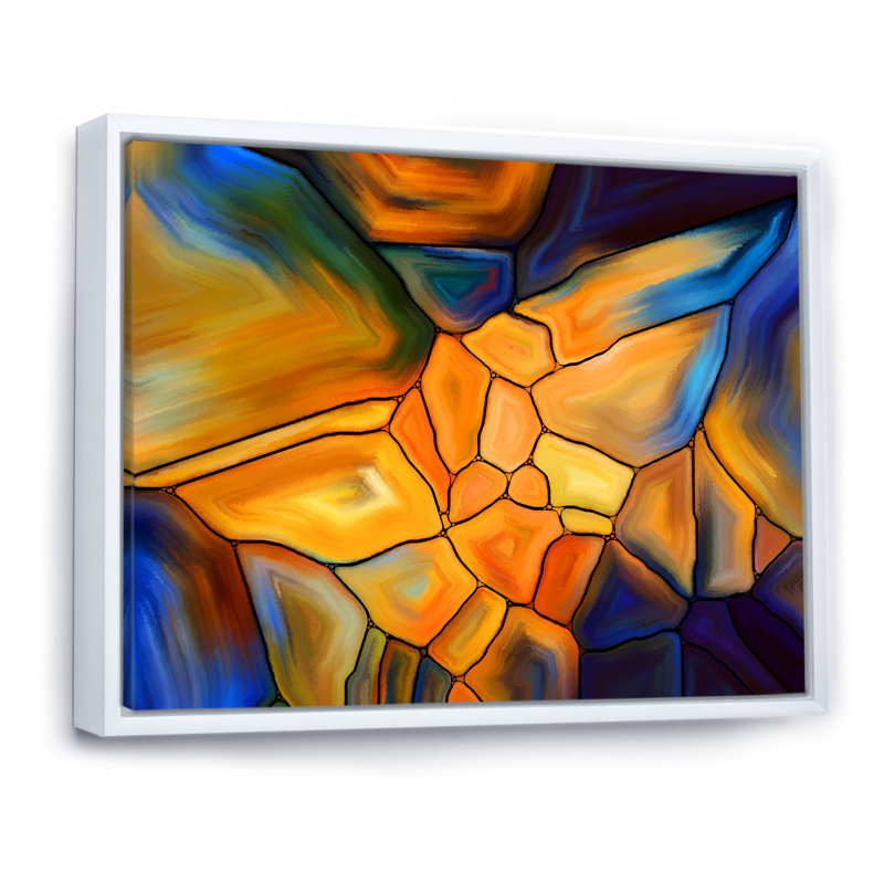Rêve de vitrail - reproduction sur toile avec cadre flottant, H 8 po x l 12 po x P 1 po, Cadre blanc
