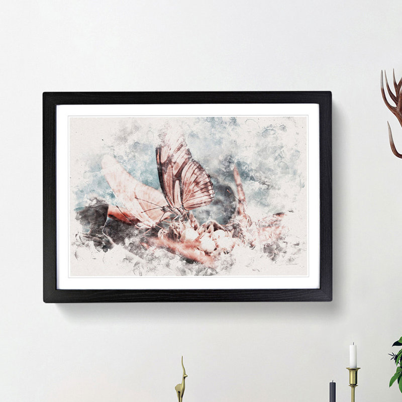 Pink Butterflies - Framed Print, Black Framed, 45cm H x 63cm W x 2cm D