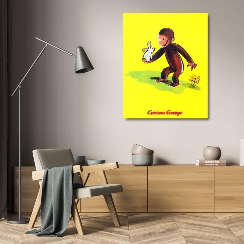 Curious George Holds a Bunny, 24" H x 19" W