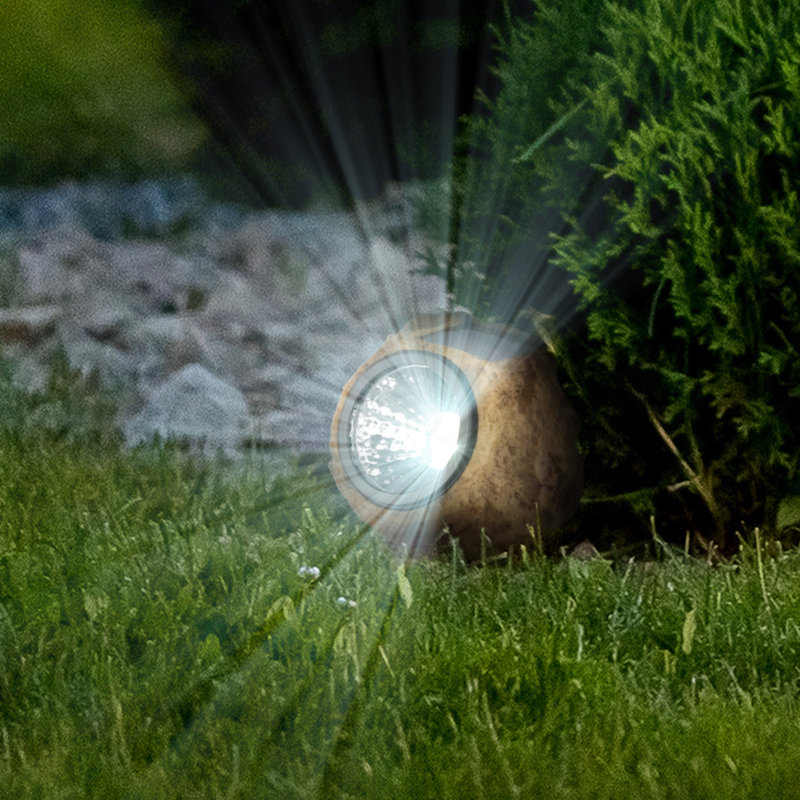 Éclairage extérieur solaire Pure Garden - Ensemble de 4 lumières DEL roche toutes saisons pour faux chemin, jardins et aménagement paysager (brun)
