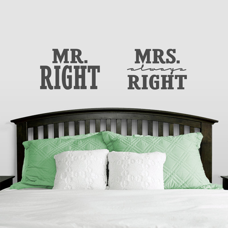Adhésif décoratif «Mr. Right» et «Always Right», Gris foncé