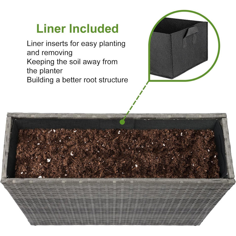 Rattan Pot Planter, Grey
