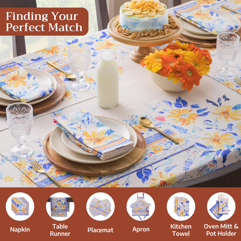 Maison d' Hermine Table Cloth Rectangle Table 100% Cotton 70 x 120 Inches Tablecloth Reusable Decorative for Dining Room Farmhouse Home Valentines Day Decorations Spring Summer - Girassol