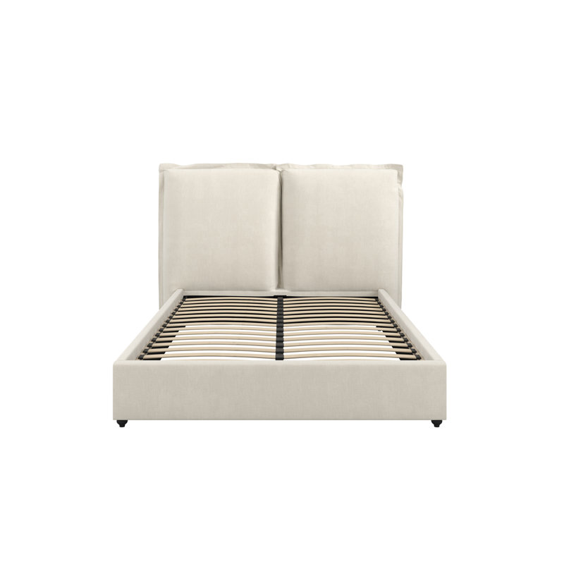 Babak Upholstered Pillowed Bed, Double (4'6), Ivory