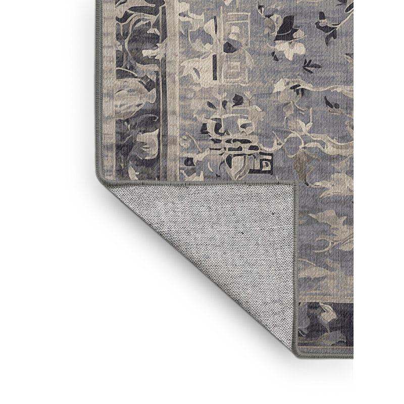 Tapis gris lavable à la machine, Rectangulaire 3 pi x 5 pi