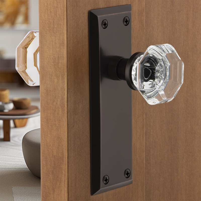 New York Plate with Waldorf Door Knob, Antique Pewter