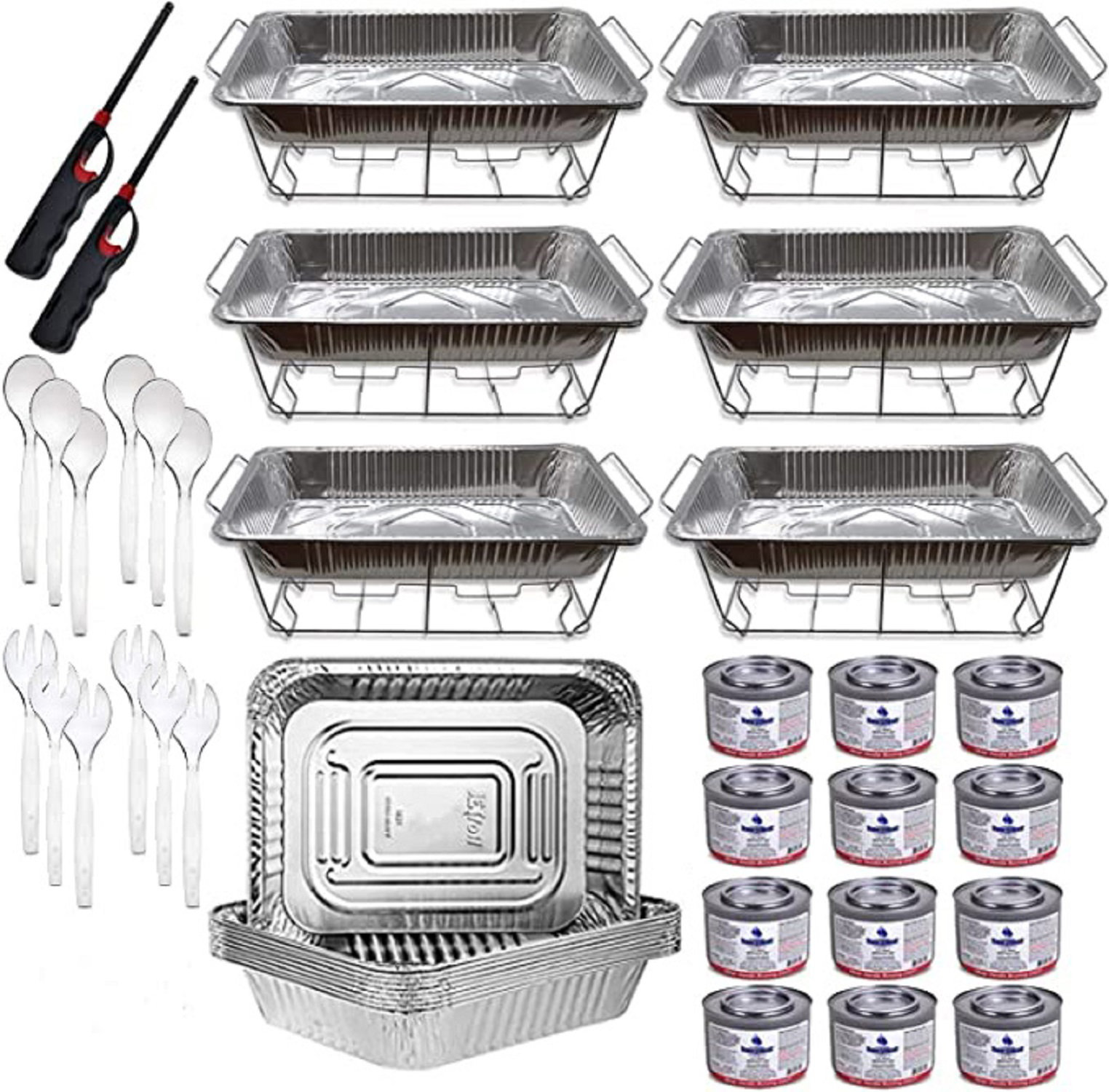 50pc Half-Size 9 x 13 Aluminum Deep Disposable Pans with Lids