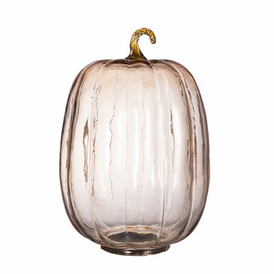 8.5X8.5X13 Inch Orange Glass Pumpkin, Elegant Fall And Thanksgiving Holiday Decor