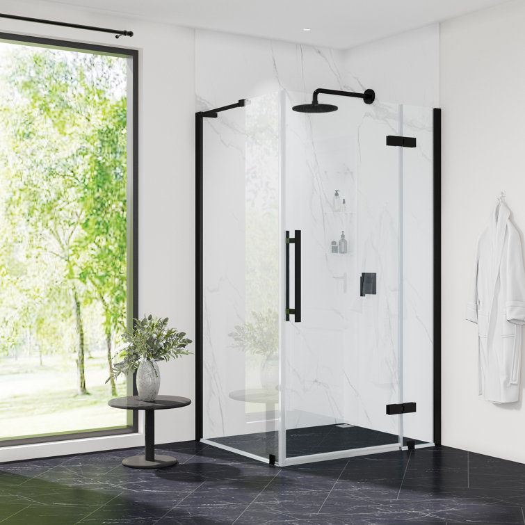 Endless Tampa 42.83" W x 30.2" D x 72.01" H Frameless Rectangle Shower Kit with Fixed Panel