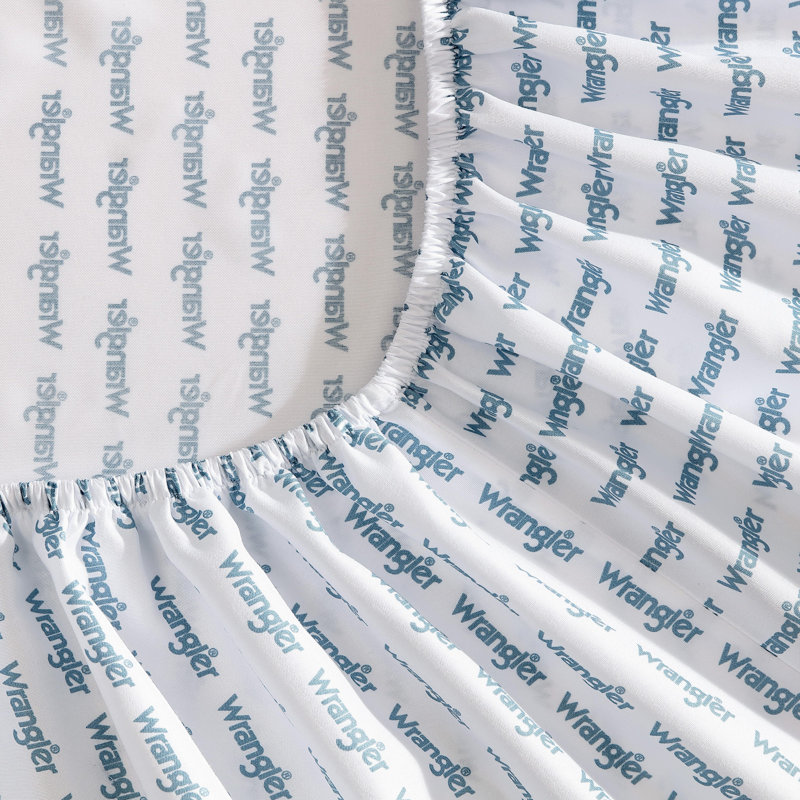 Ensemble de draps Wrangler, Double + deux taies d'oreiller standard, Logo estampé bleu