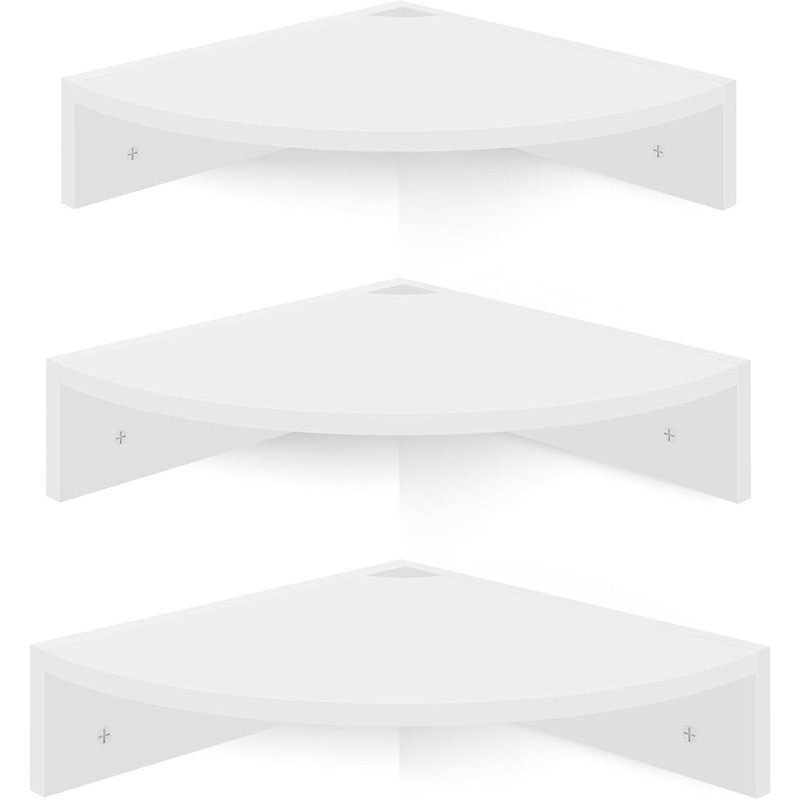 Ensemble de 3 tablettes d'angle flottantes blanches - 12 po de profondeur pour le salon, la cuisine et la chambre à coucher