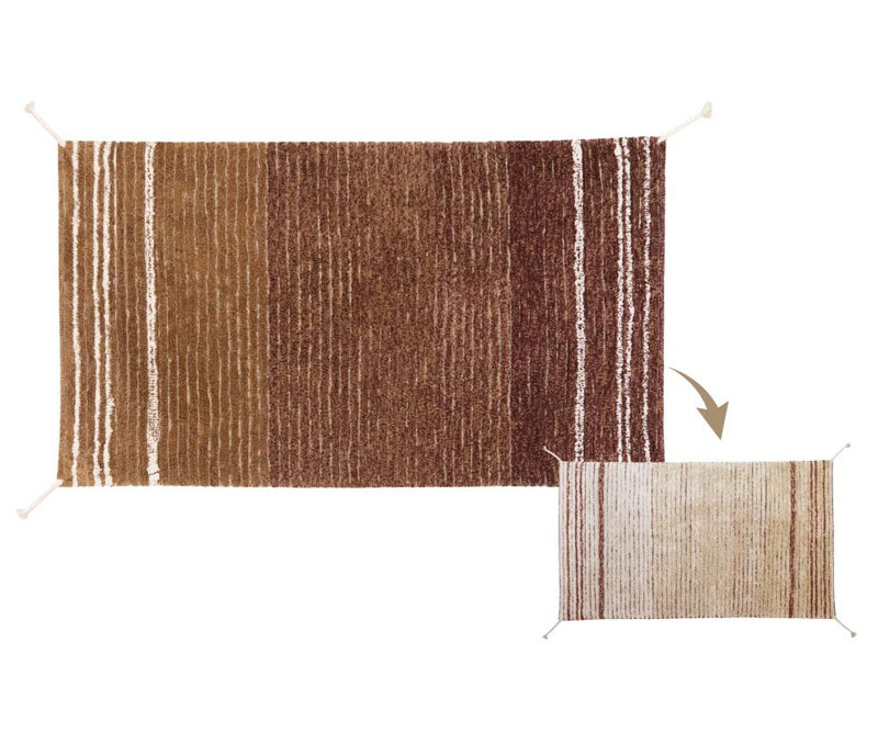 Reversible Washable Rug Twin Toffee, Rectangle 2'7" x 4'7"