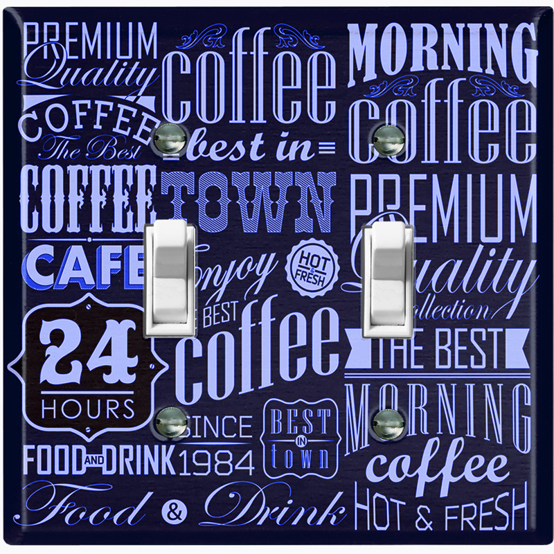 Plaque murale 2 interrupteurs à bascule Coffee Diner, Bleu foncé