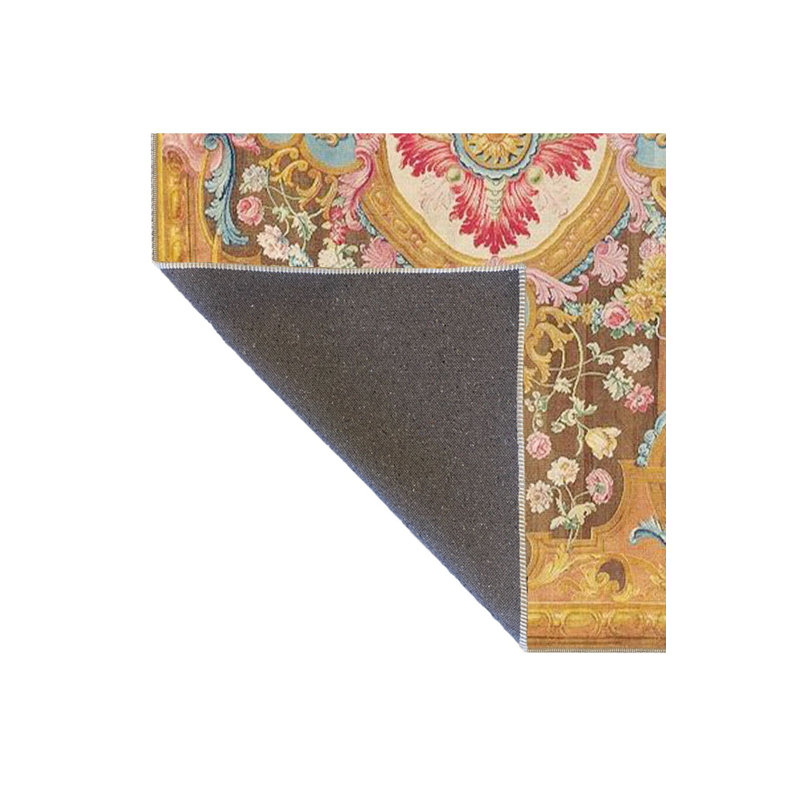 Tapis orange traditionnel lavable décoratif, Sous-tapis rectangulaire de 3 pi 3 po x 4 pi 11 po