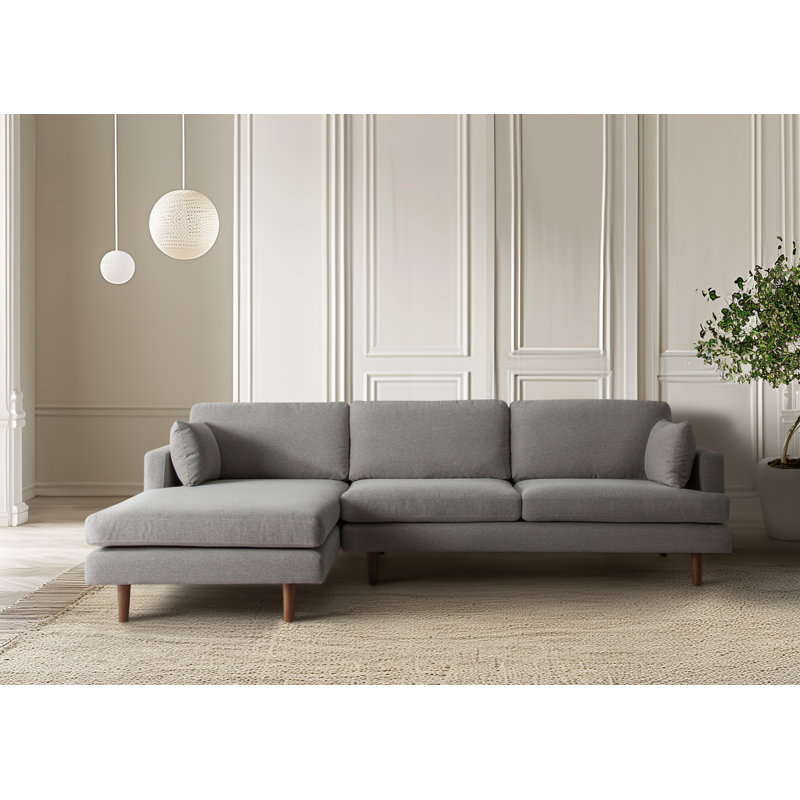 Canapé modulaire à méridienne rembourré Laguna, Orienté à gauche (vu de face), Tissu performance natté champignon