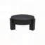 Table basse ronde avec rangement rabattable et placage de bois - Noir mat
