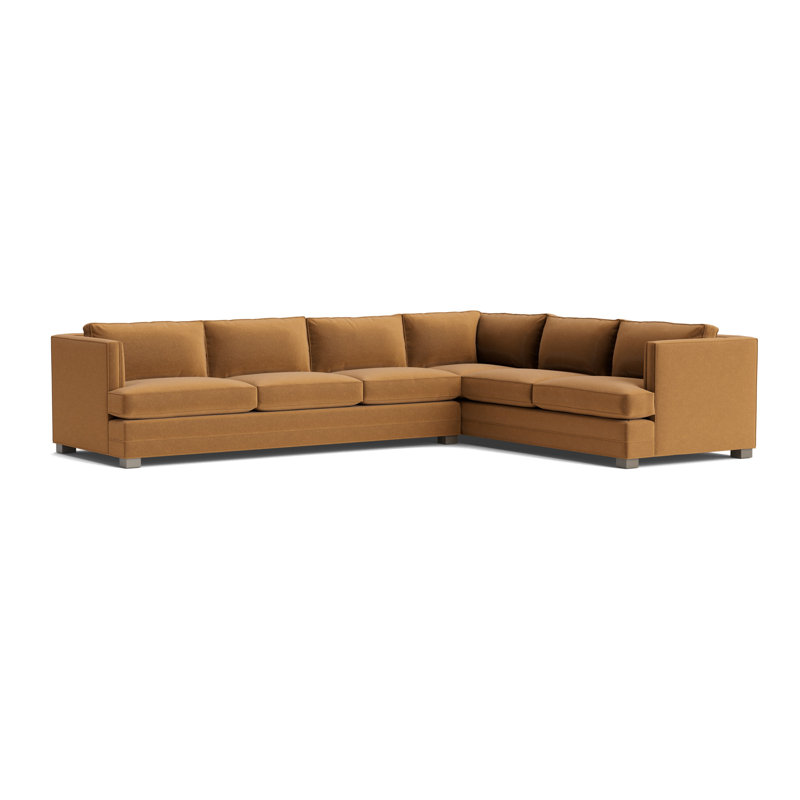 Keaton Chaise Sectional, Performance Velvet - Hazelnut, Driftwood