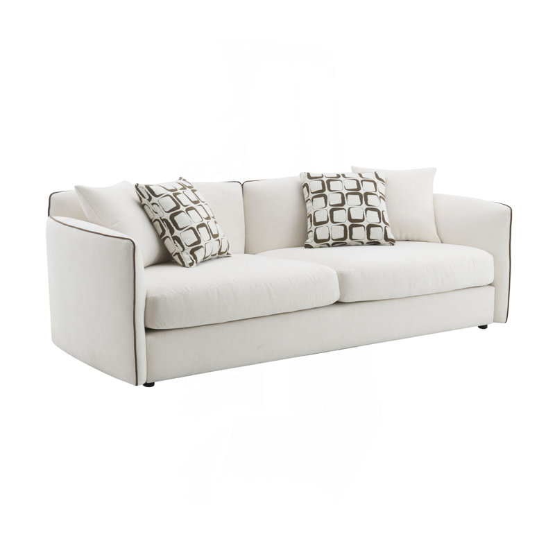 Beige Chenille Sofa W/4 Pillows