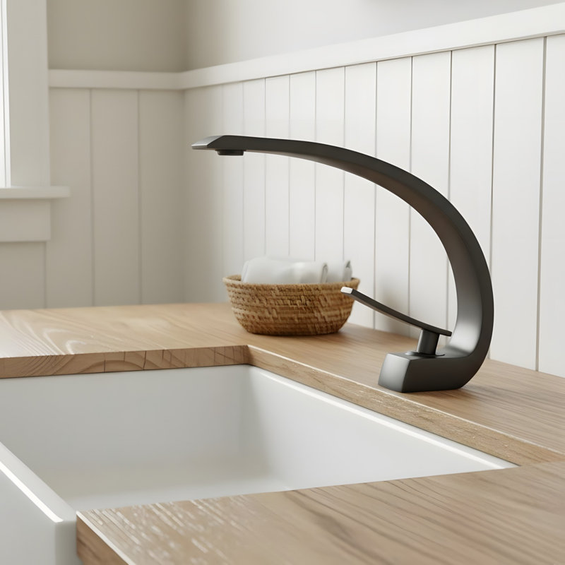 Single-hole Bathroom Sink Faucet with Single Handle, Black