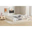 Lit plateforme double avec garde-corps et coussin-1084101223