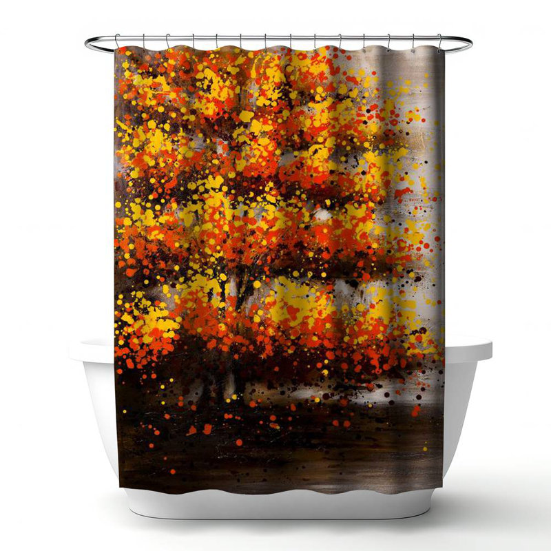 Floral – Polyester Shower Curtain, Dye Sublimation Print, 71" W × 74" L