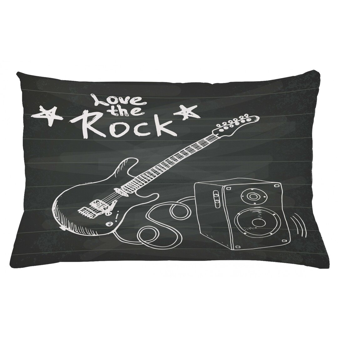 Kissenbezug, Liebe Rockmusik Sketch, Gitarre, Charcoal Grau Weiß