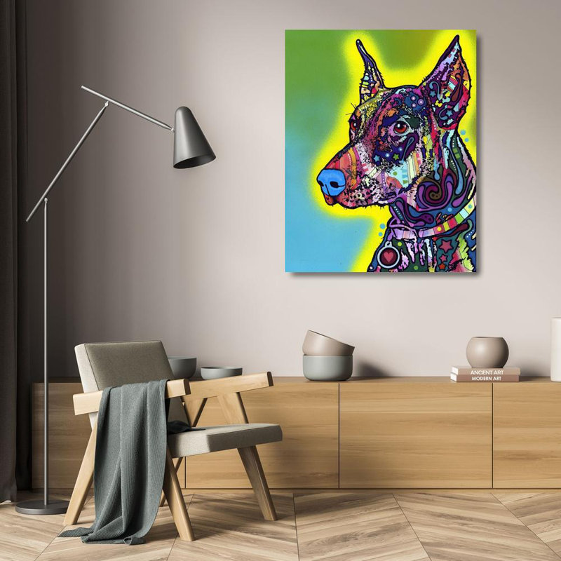 Art sur toile de la collection Dean Russo de Hokku Designs, titre: Doberman DEARUS119434, H 24 po x l 20 po