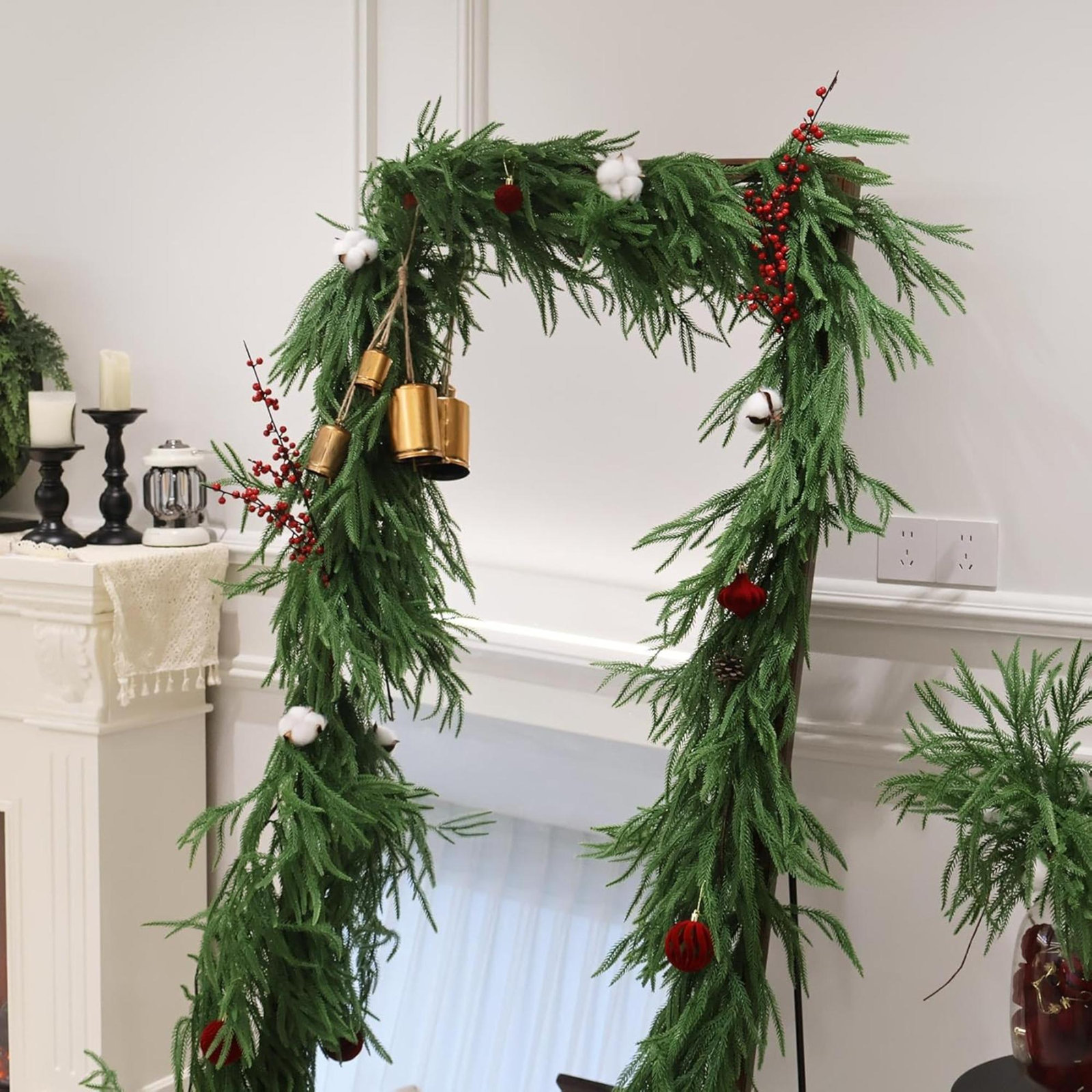 Pre-Lit Norfolk Pine Christmas Garland, 6'