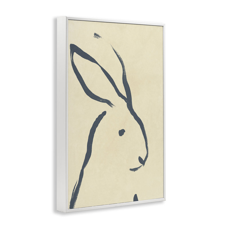 «Minimal Rabbit Doodle», art de la giclée encadrée par June Erica Vess, Estampe numérique encadrée blanc bord de mer