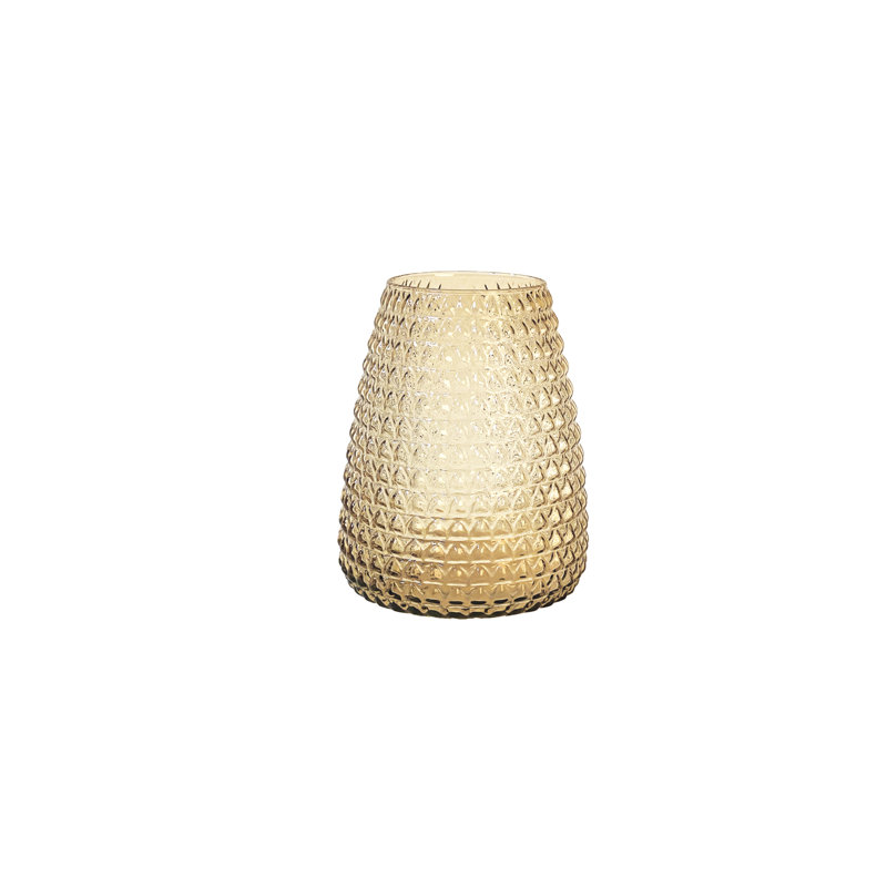 Dim Glass Table Vase 1, 30cm H x 19.5cm W x 19.5cm D, Light Amber