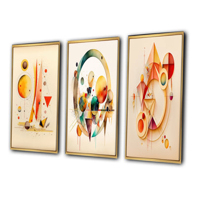 "Abstrait géométrique", 3 pièces sur toile