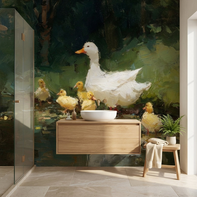 Décoration murale nature canard, 200 po x 120 po, Peler et coller