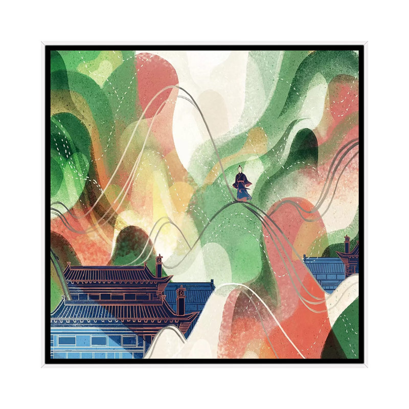 Flowing Mountain 1 Piece Painting on Canvas, 45.72 cm H x 45.72 cm W, White Framed