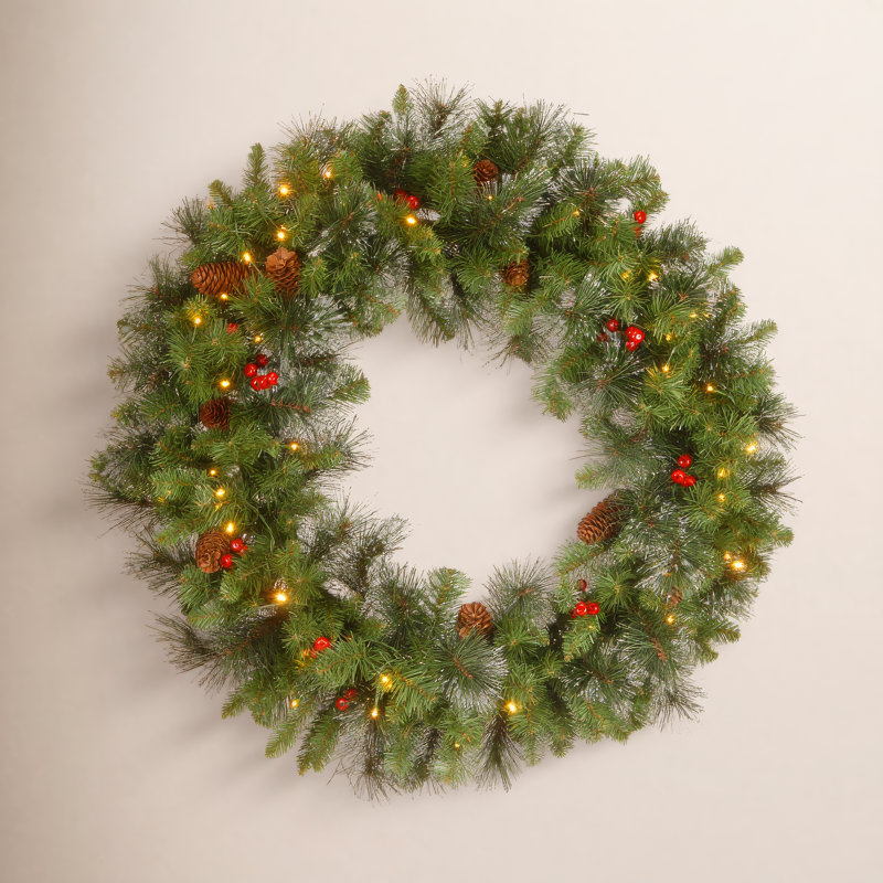 Crestwood Spruce Wreath with LED Lights, 30"