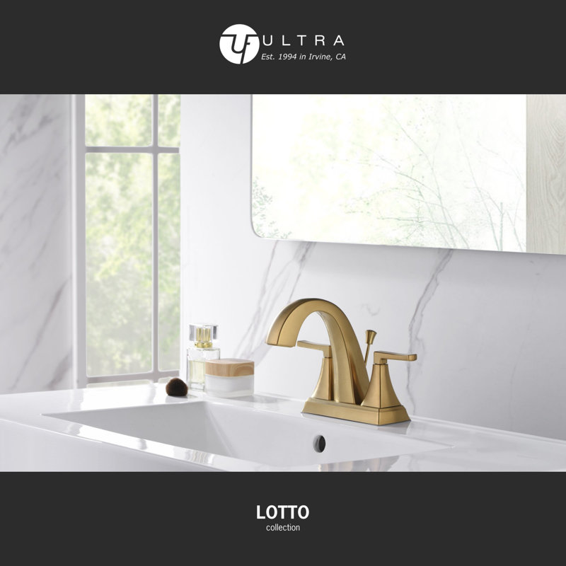 Brushed Gold 2-Handle Centerset Bathroom Faucet with Drain Assembly