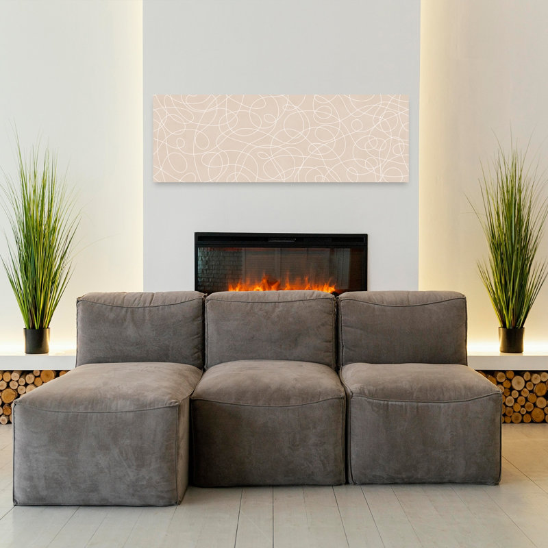 «Neutral Abstract Lines Abstract Contemporary Elegant Art mural», H 48 po x l 16 po