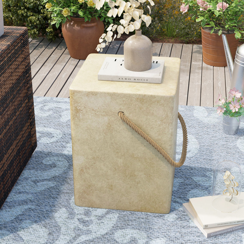Nayara Rectangular Outdoor Side Table , 15.1'' in. W 13.9'' in. D, Concrete Gray, 1