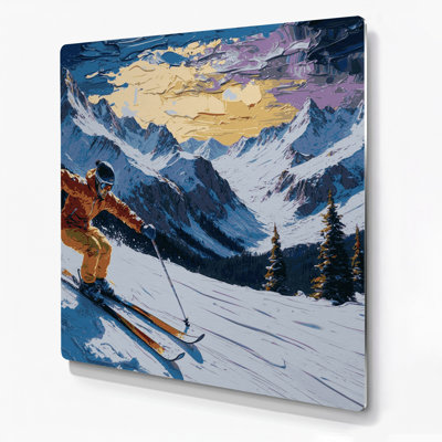 Sports Skiing Gray Metal Wall Art